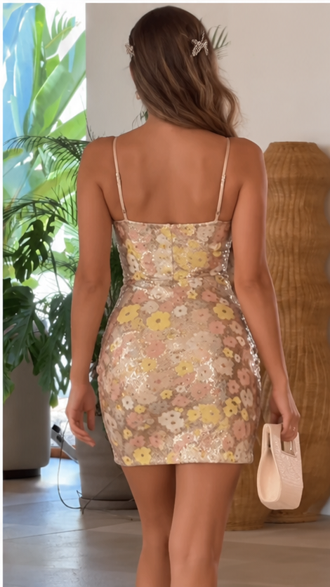 Florielle Sequin Floral Mini Dress
