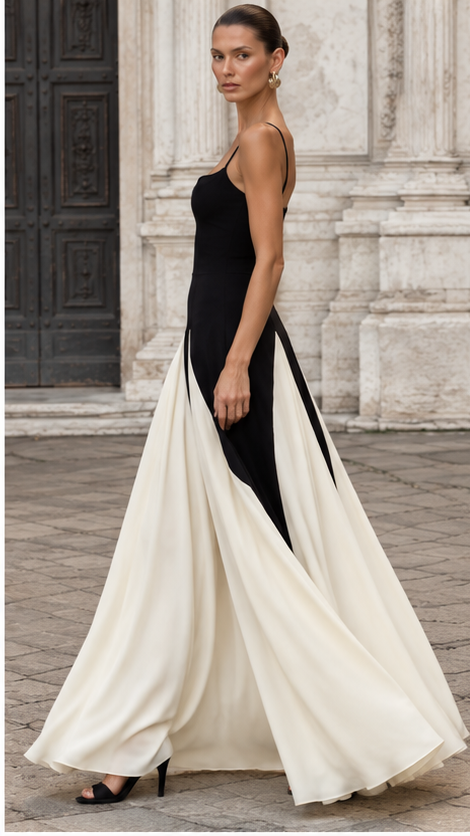 Aveline Contrast Panel Maxi Dress