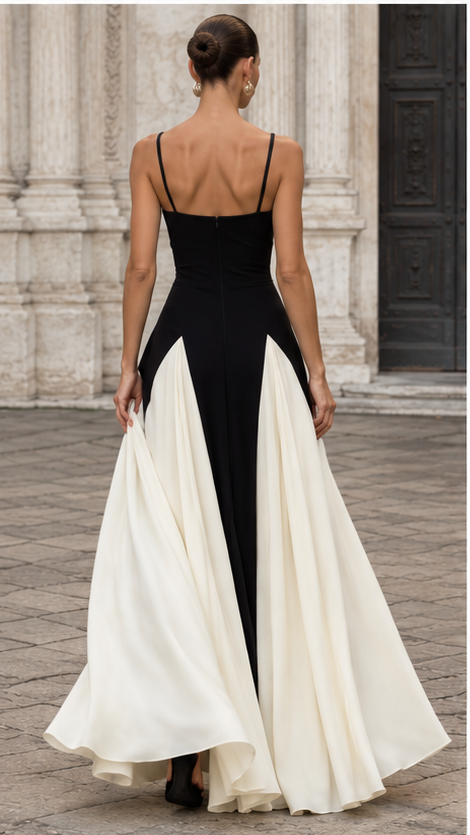 Aveline Contrast Panel Maxi Dress