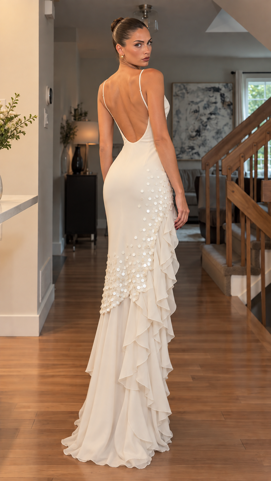Elira Sequin Ruffle Slip Maxi Dress