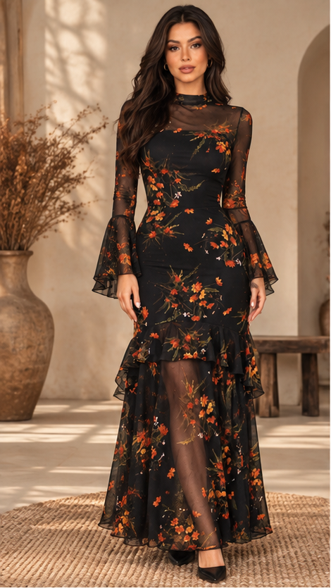 Amara Midnight Floral Maxi Dress
