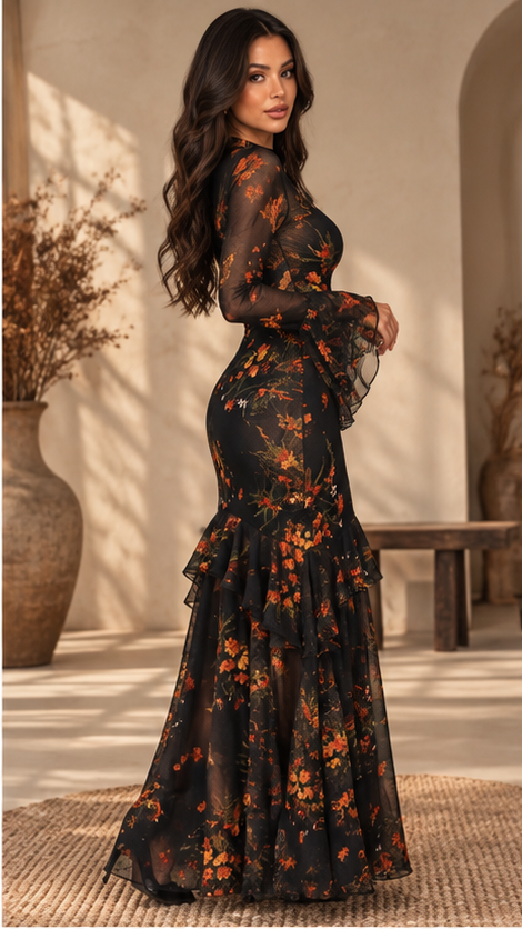 Amara Midnight Floral Maxi Dress