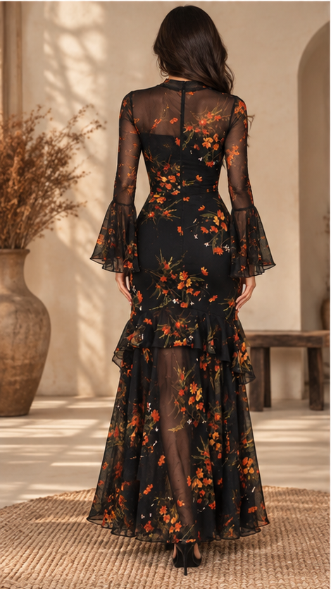 Amara Midnight Floral Maxi Dress