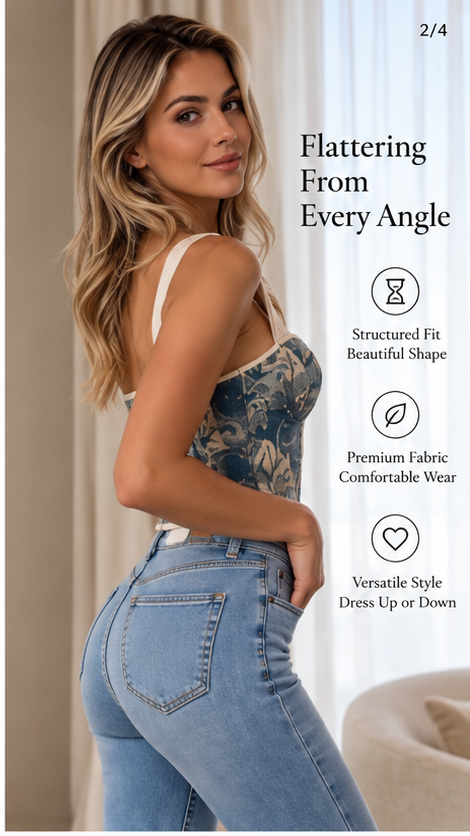 Elara Brocade Corset & Denim Set