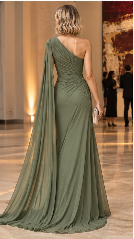Selmira Draped One-Shoulder Maxi Dress